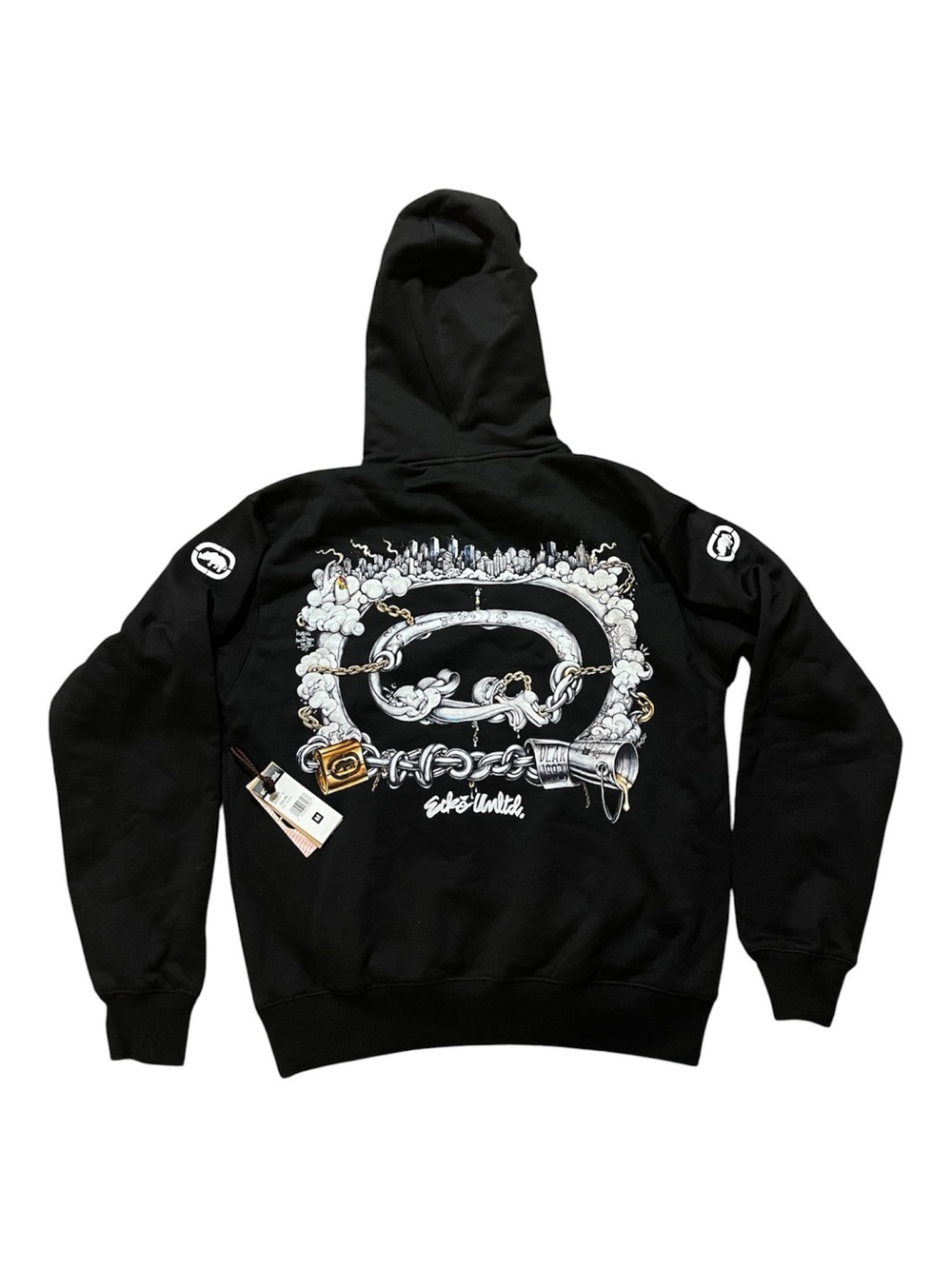 Ecko Unlimited Black Graphic Heavyweight Hoodie - Sz M